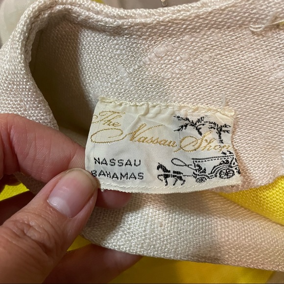 Vintage Strelitz Yellow Linen Small Dress 60’s Simple - Picture 4 of 5